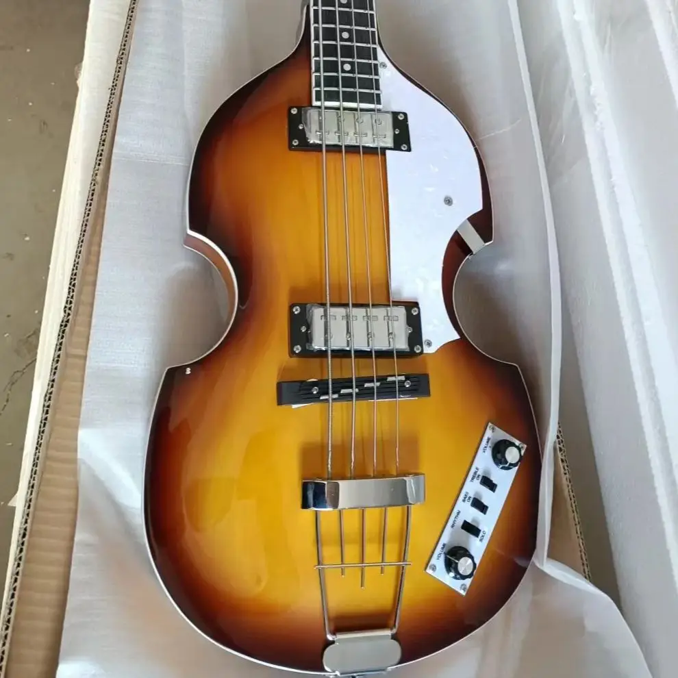 

Violin Vintage Sunburst BBT Electric Guitar HH Pickups Chrome Hardware 4 Strings free shipping