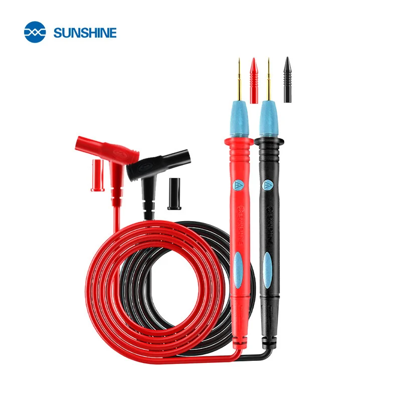 SUNSHINE SS-024A Multimeter Pen 1000V 20A For Digital Multimeter Test Rod Soft Anti-scalding Silicone Wire Extra Tip Test Pen