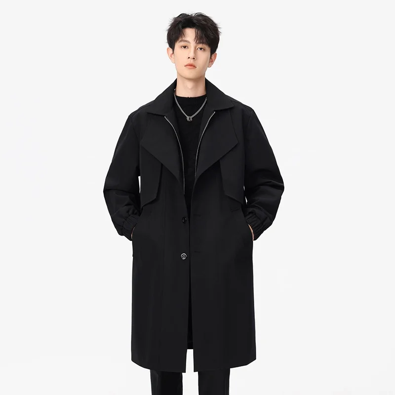 

Мужское пальто-тренч из вельвета в стиле Harajuku, средней длины, корейский оверсайз, классический крой, для деловых людей