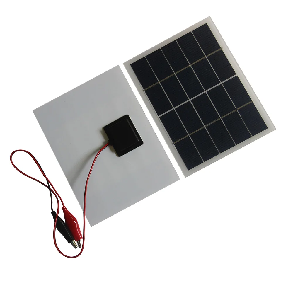 8W/6W/4W 5V Polykristallijne Zonnepaneelcel Met Clip Zonnelader voor Opladen 3.7V-5V Batterij Systeem Licht Speelgoed Fan Studie