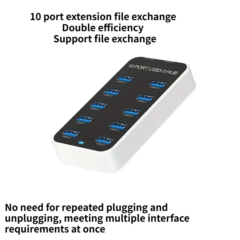 10-Port USB 3.0 Hub Multiport Splitter USB Expander Docking Station High Speed Data Transfer for Laptop PC U Disk Flash Drive