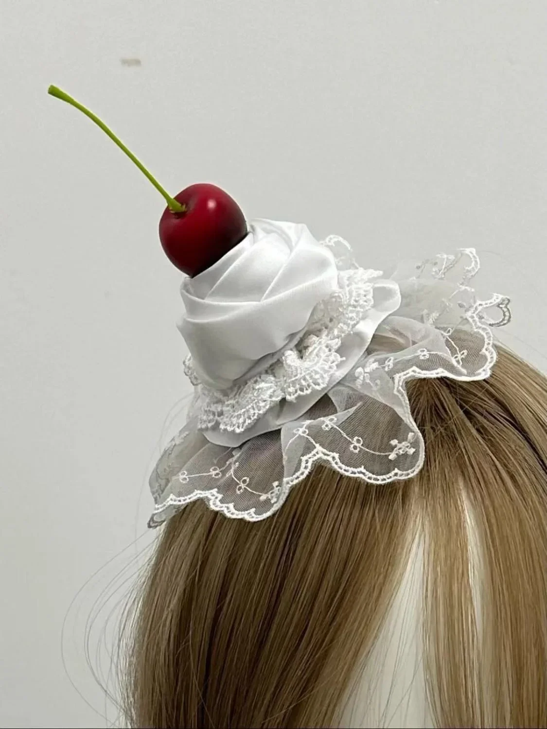 Lolita ลูกไม้โบว์ริบบิ้น Rose Cherry คลิปผมน่ารัก Hairpins Headdress แถบคาดศีรษะอุปกรณ์เสริมผม Kawaii ผู้หญิงเครื่องประดับผม