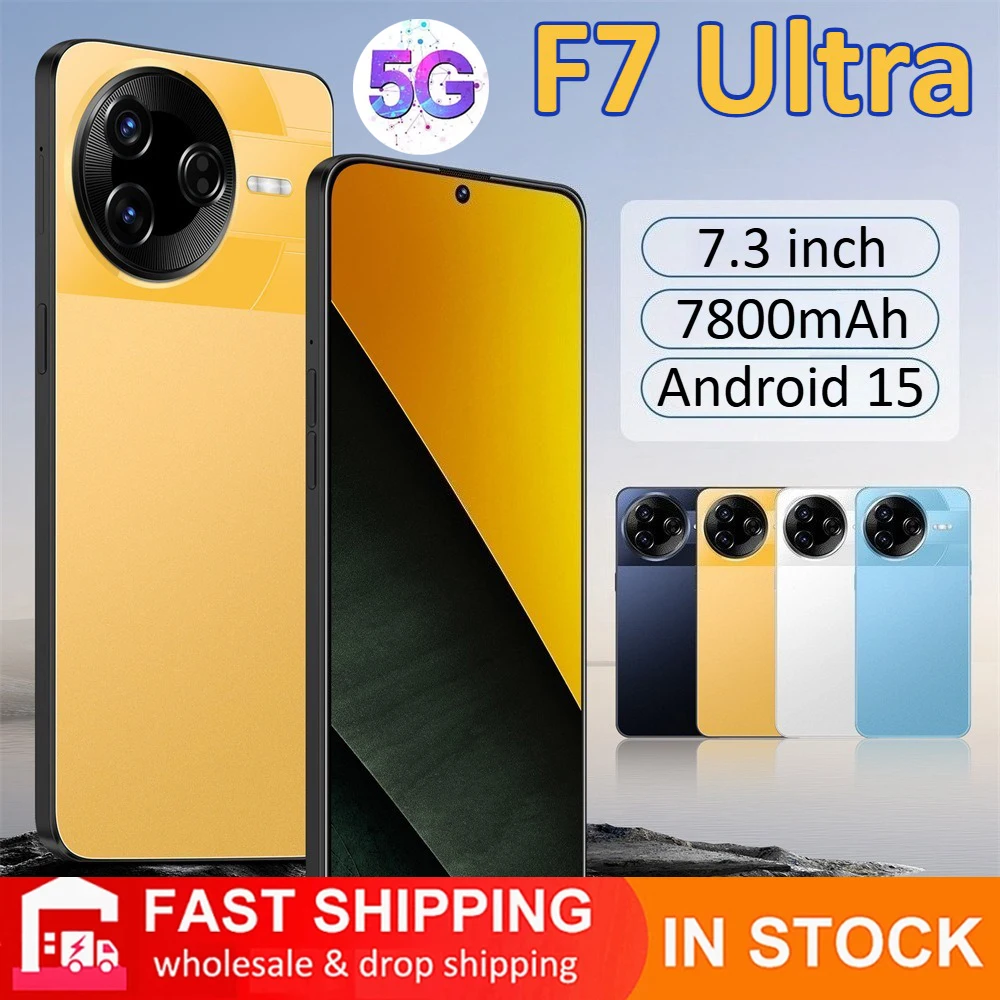 

2025 New Original F7 Ultra Intelligent 4G 5G Dual Card Dual Standby Android 15 System 22GB+2TB Global Version 7800mAh Battery