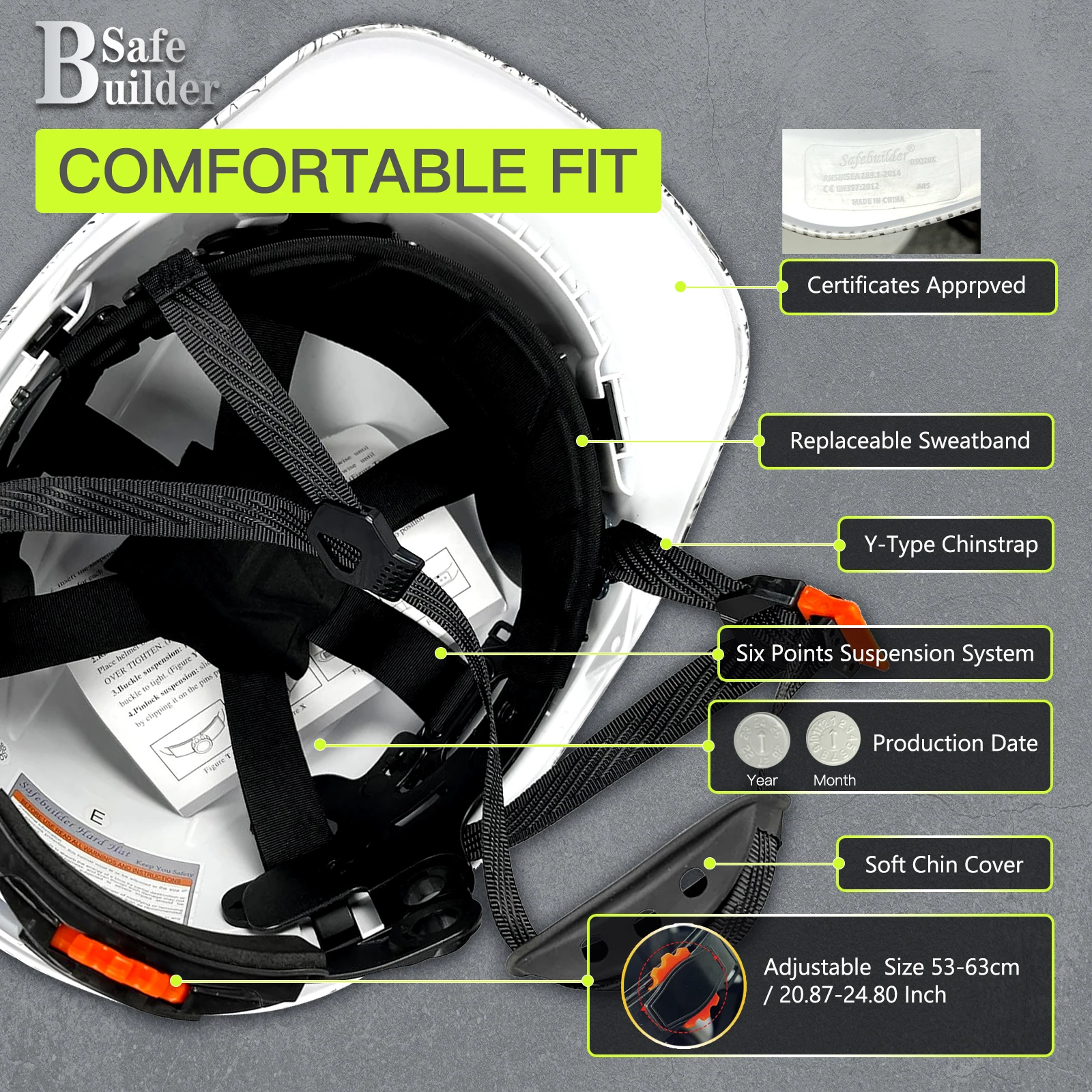 DSQ20X CE Safety Helmet Vented Construction Hard Hat For Engineer Work Caps For Men ANSI Industrial Head Protection