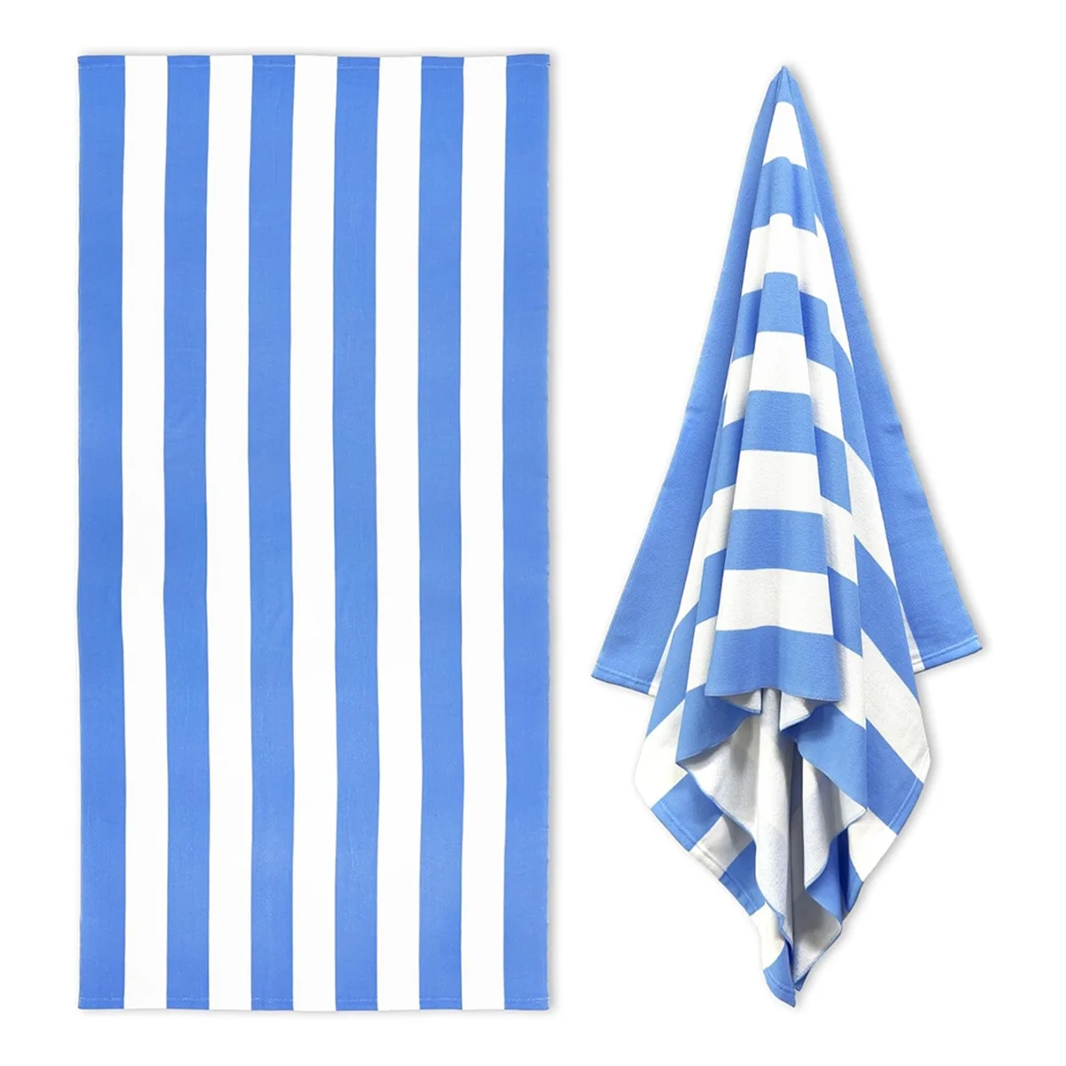 Large Oversized Beach Towel -Fluffy 35 X 70 Inch Plush Microfiber Pool Towel, Striped Quick Dry Swim Towel Blue