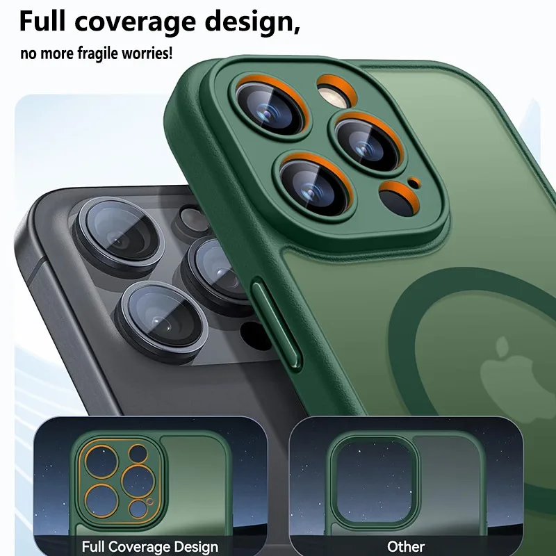 Роскошный матовый магнитный чехол для телефона для iPhone 17, 16, 14, 13, 12, 11, 17 Pro Max Plus Air, матовый защитный чехол для объектива Magsafe