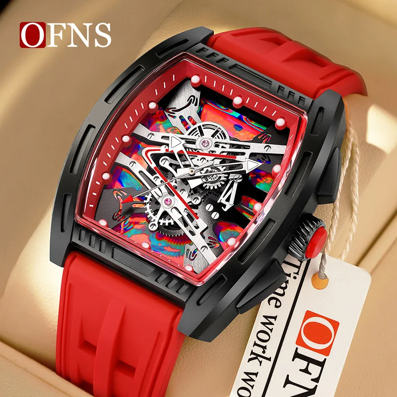 OFNS منتج جديد 1209 ساعة رياضية رجالية عصرية ليزر فانتوم مينا مضيئة 5ATM يوميا مقاوم للماء ساعة عمل كوارتز