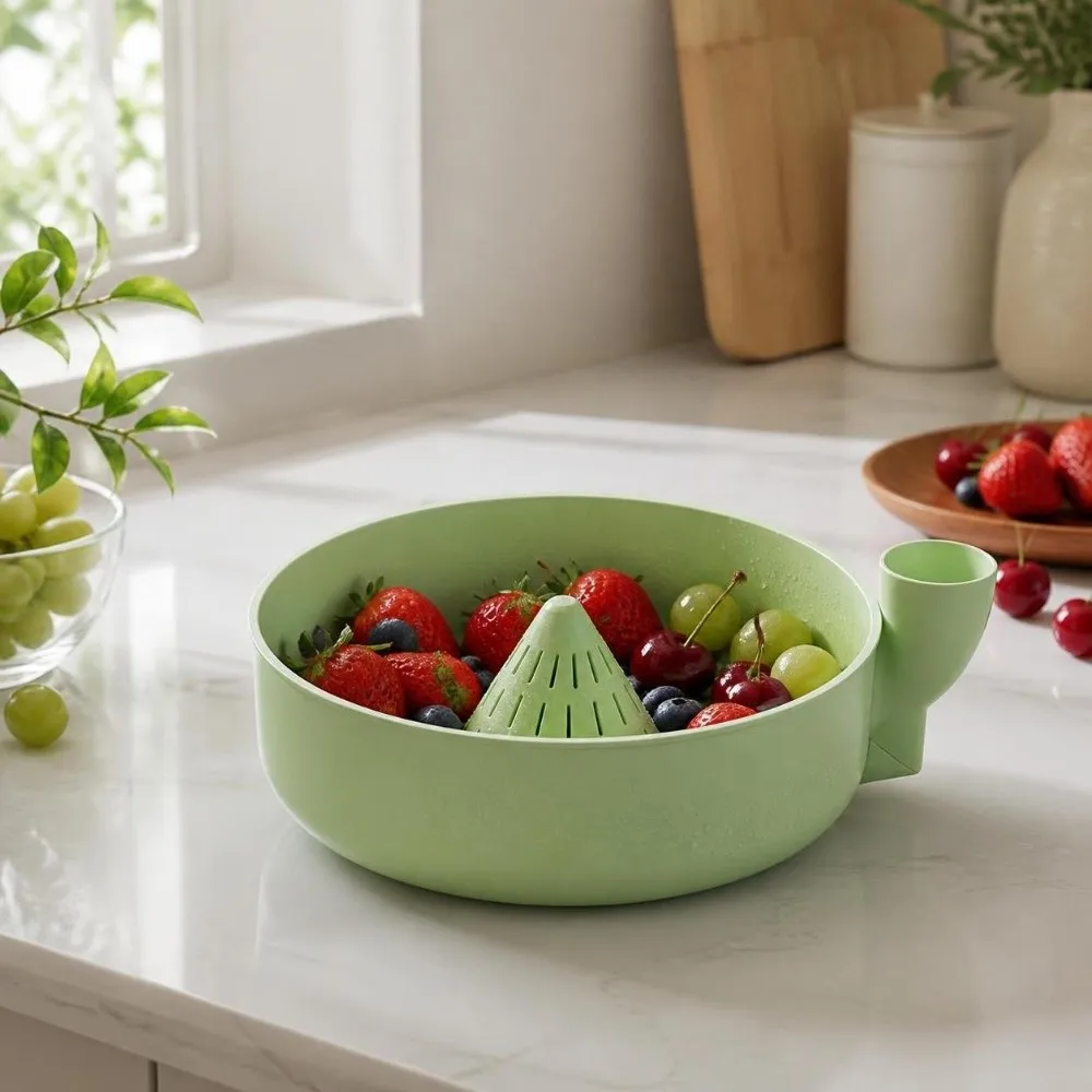 Rotating Berry Swirl Washing Bowl Quick Drain Self Rinsing Automatic Fruit Wash Bowl Multi-functional Large Capacity