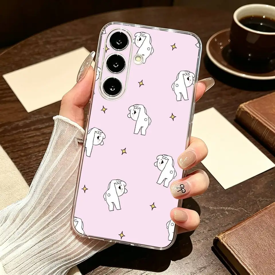 Funda transparente de silicona suave con conejo adorable para Samsung A10,12,20,21S,30,31,40,50,51,52,70,A71 2