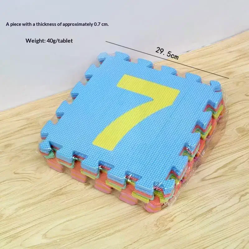 Number Puzzle Foam - แผ่นรองคลานสำหรับเด็กเล็ก ทำจากโฟม PE ปลอดสารพิษ พร้อมลวดลายตัวอักษรและตัวเลขเพื่อการเรียนรู้ เหมาะสำหรับเด็กวัยคลานและกิจกรรมในห้องเด็กเล่น