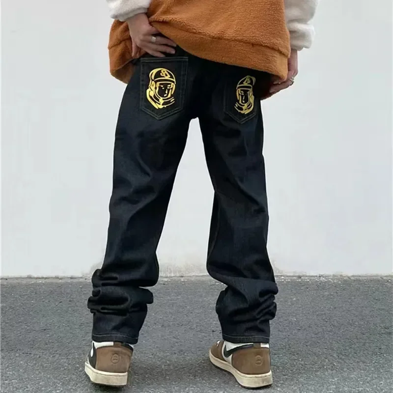 

2023 New Fashion Ropa Dog Print Baggy Men Hip Hop Jeans Pants Y2K Clothes Black Straight Luxury Denim Trousers Pantalon Homme