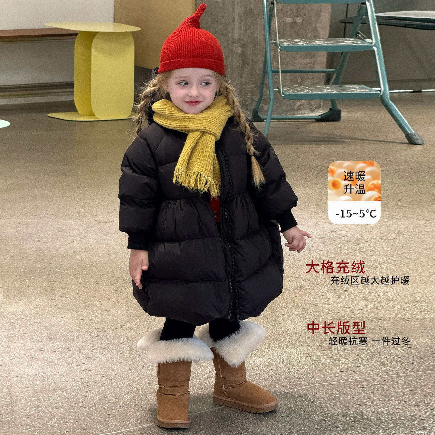 2025 Fashionable Mid-Length Kids Clothing Girls Down Jackets Winter Clothes Kids Jackets Baby Clothes Boutique Clothing