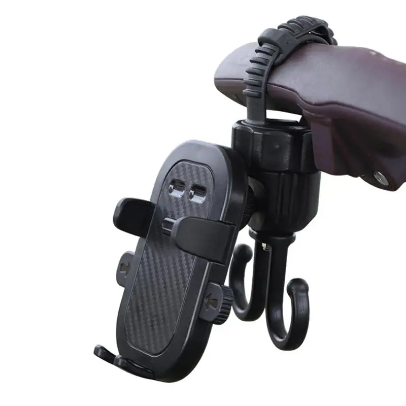 Stroller Phone Holder Multifunctional Stroller Hooks For Bags 2-in-1 Smartphone Stand Cradle Bag Hook For Grocery Carts