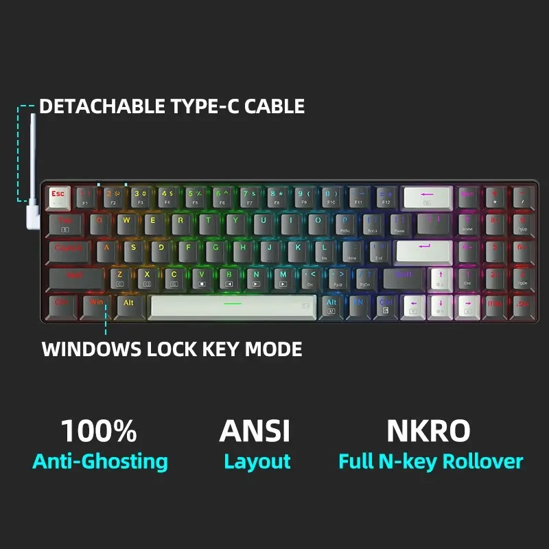 Teclado mecánico THUNDEROBOT K78 TKL con cable RGB 78Key 75% Compact TKL Layout Hot-Swappable para juegos portátiles PC Gamer