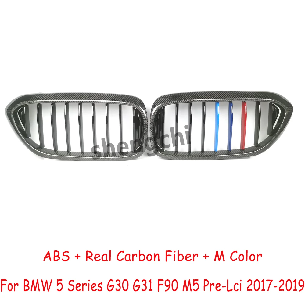 M5 F90 G30 Pre-Lci Carbon Fiber M Color Front Bumper Grille for BMW 5 Series G30 G31 F90 M5 520i 530i 540i M550i Grill 2017-2019