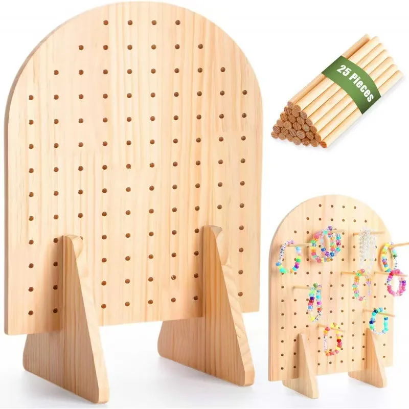 Wooden Pegboard Display Rack, Wooden Jewelry Storage Rack for Market Stalls, Wooden Key Storage Rack for Entryway
