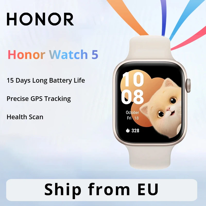 HONOR Watch 5 Smartwatch Globale Version 1,85 Zoll AMOLED-Display GPS-Tracking 15 Tage Akkulaufzeit Blutsauerstoff-Gesundheitsüberwachung