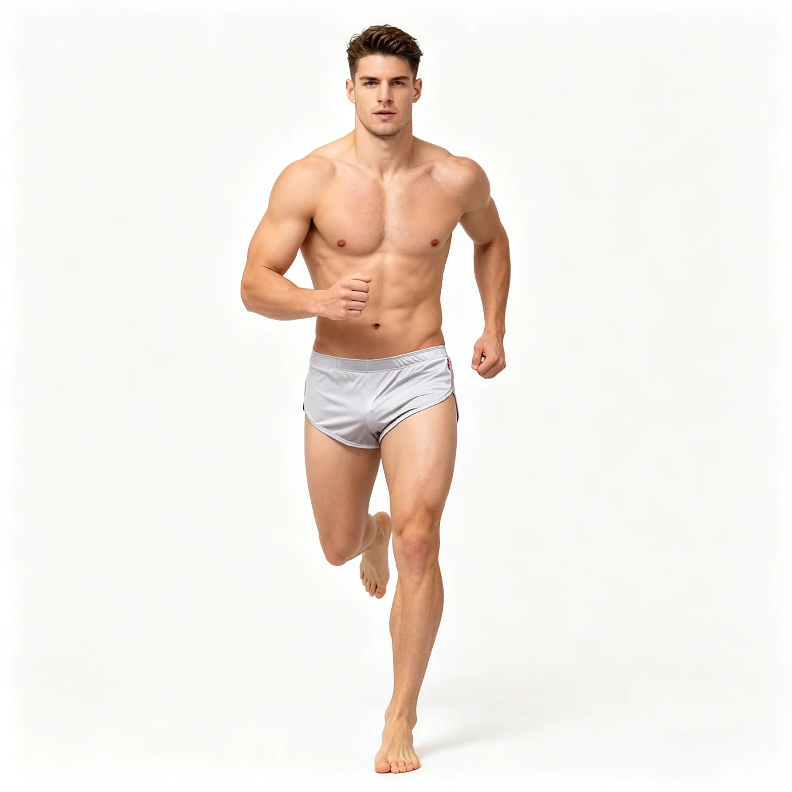 Luxuriöse Herren Schnelltrocknende Satin-Laufshorts mit Niedriger Taille und Seitenschlitz für Fitness, Workout, Sporttraining und Jogging – Detail 5