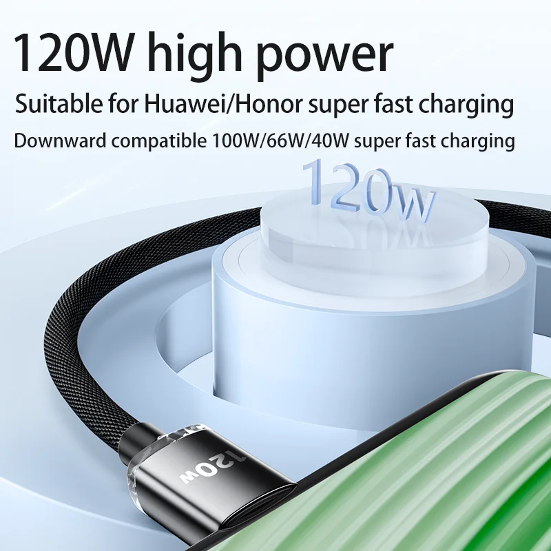 Câble USB de type C à charge rapide, chargeur de téléphone portable SnapFast, iPhone 15 Pro Max, Huawei Honor, 120W