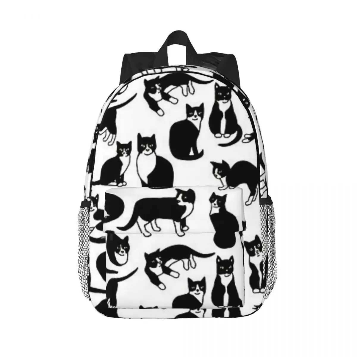 Esmoquin con patrón de gatos para niños, mochila escolar de moda para niños, niños, niñas, mochila para estudiantes de jardín de infantes