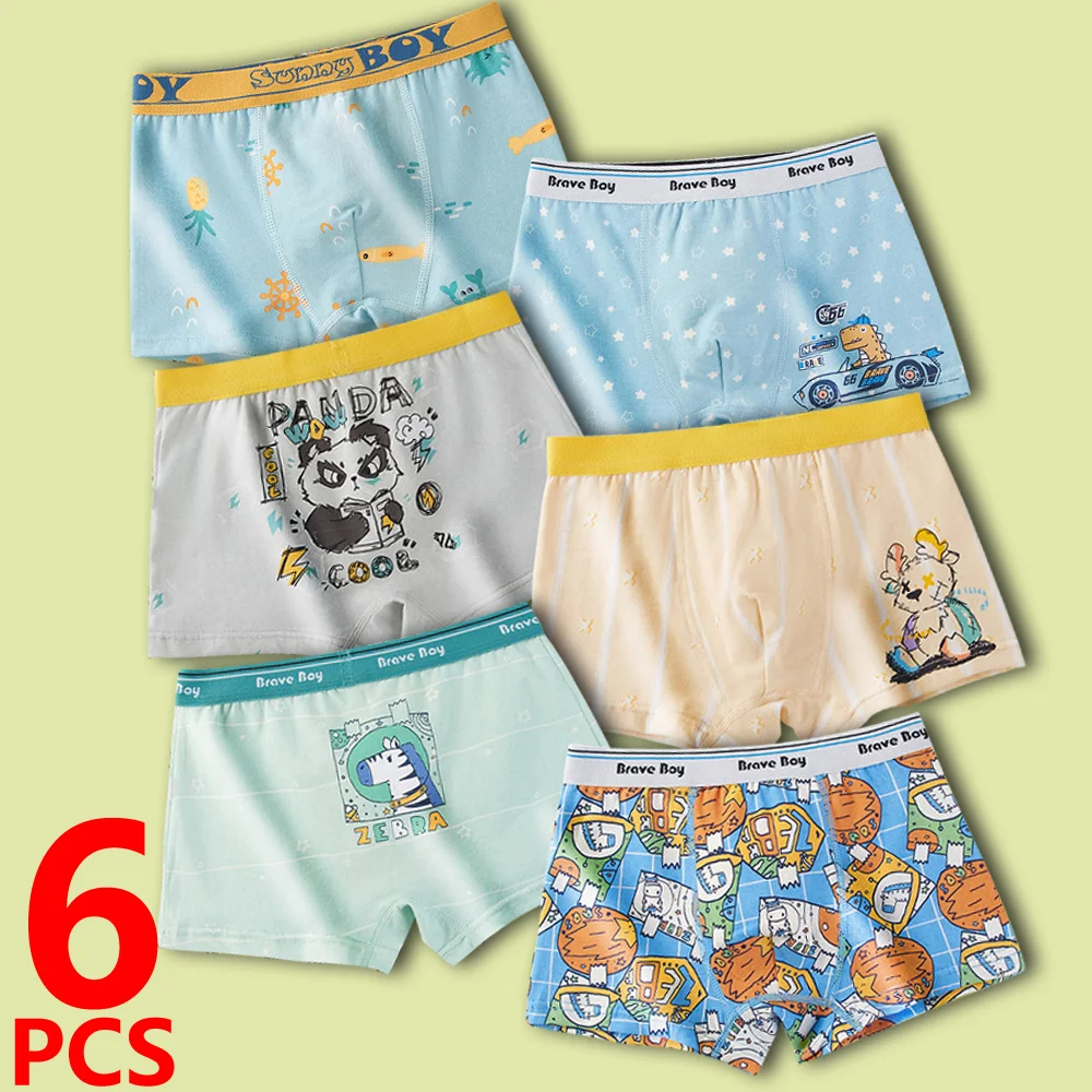 2/4/6 Pcs Jungen Boxer Briefs Kinder Baumwolle Unterwäsche Atmungsaktive Baby Unterhose Teenager Cartoon Print Weiche Kinder Höschen neue