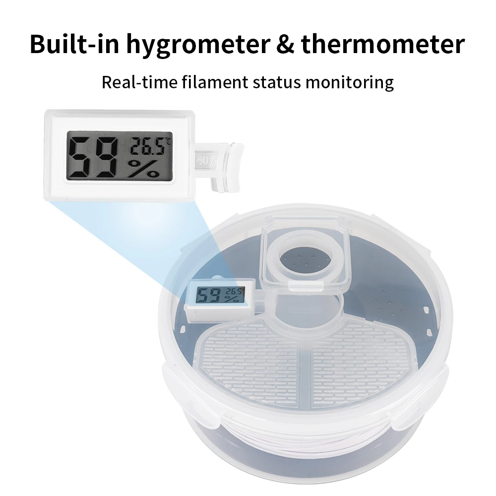 Коробка для сушки 3D-филамента, подвесная герметичная коробка для хранения с гигрометром и термометром для 1 кг филамента, готовая к использованию, запчасти для 3D-принтеров