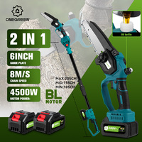 2 IN 1 4500W Brushless Telescoping Pole Electric Chainsaw 205CM Rechargeable Gardening Power Tool For Makita 18V Battery