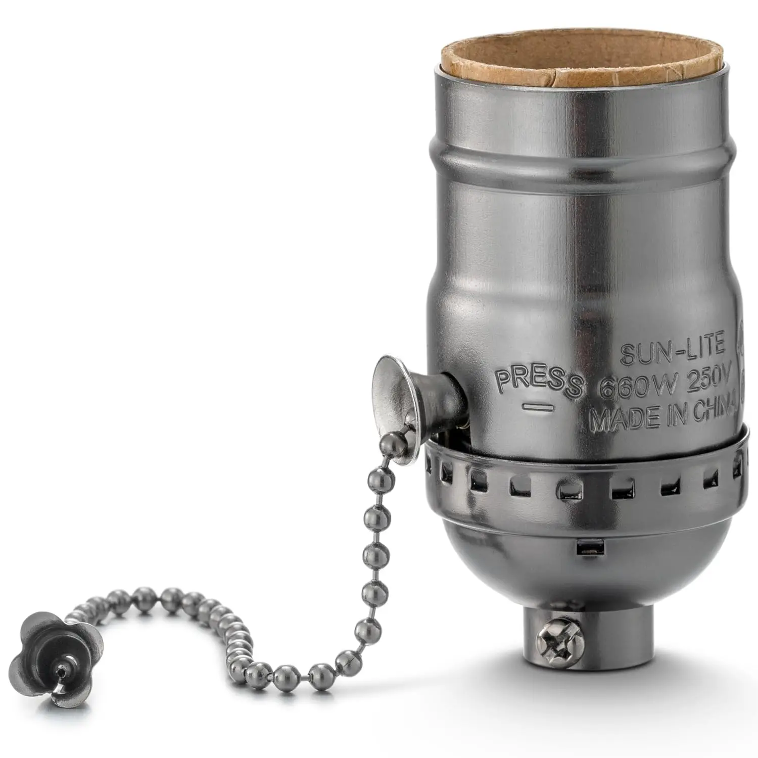 Vintage E26/E27 Lamp Socket with Pull Chain Switch, 3-Pack Black Bulb Base for Table & Floor Lamps Replacement Parts