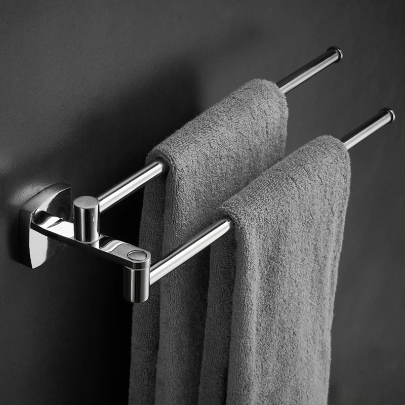 Stainless steel Bathroom Towel Rack Nail Free Toilet Towel Bar Multifunctional Folding Shower Storage Rack Chrome Towel Ring