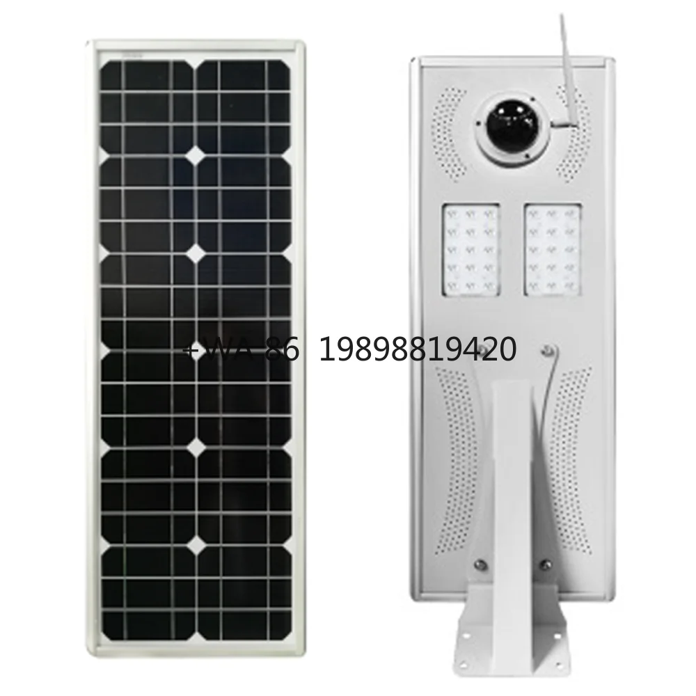 50W Solar Street Light with CCTV 18V/70W Mono Panel with High Efficiency LiFePo4 Battery 12.8V 33AH