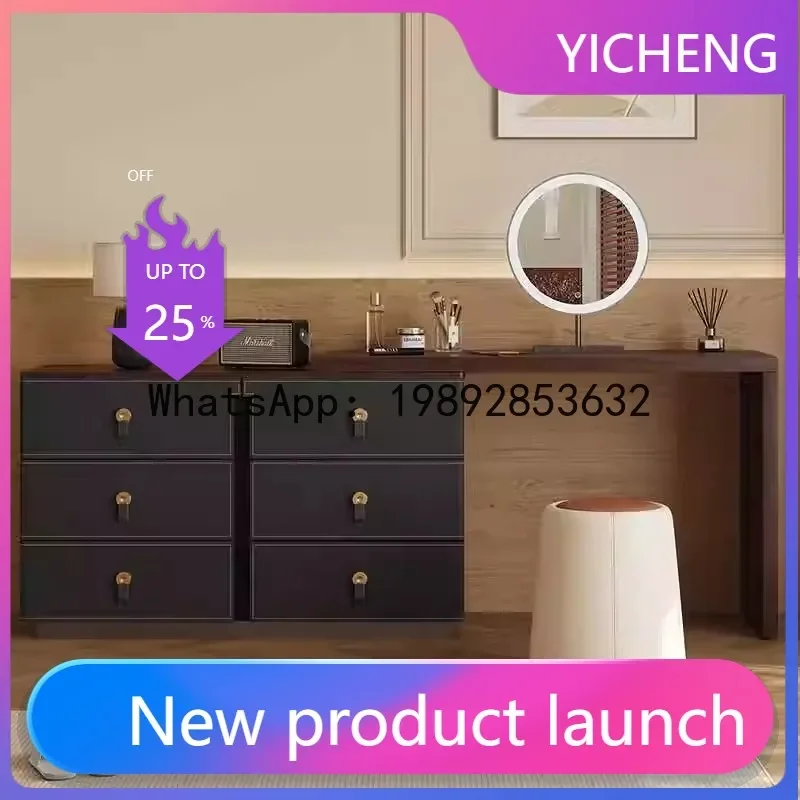 H5.14 dresser chest of drawers bedroom bedside storage cabinet walnut solid wood makeup vanity table - view 2