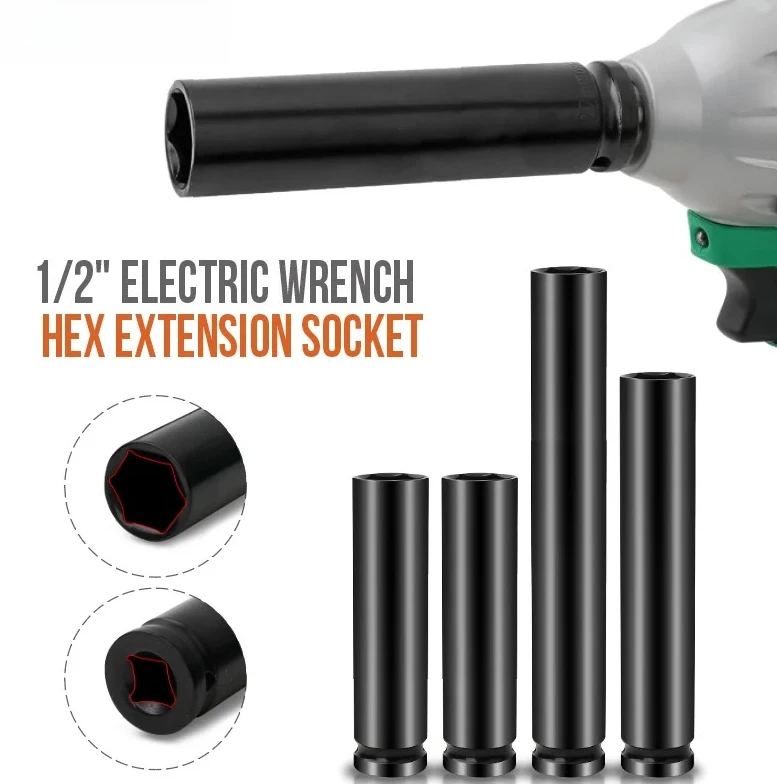 1/2 Long Socket Adapter Spanner Electric Impact Wrench Socket for Air Pneumatic Repair Tools Deep Impact Wrench Socket
