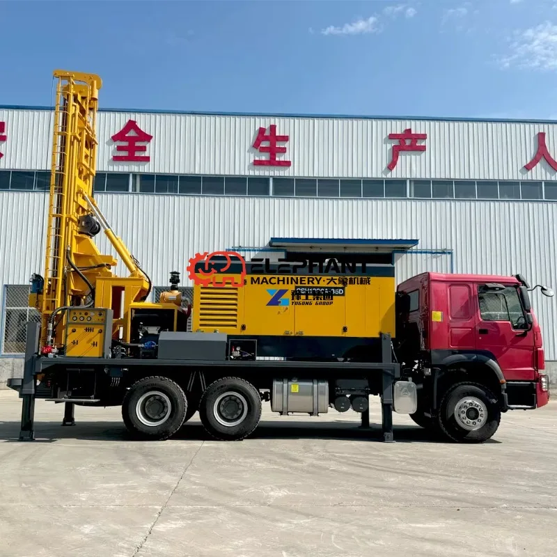 Full Hydraulic Truck Mounted Water Well Borehole Drilling Rig Machine with 300m Drilling Capacity for Mud and Air Drilling