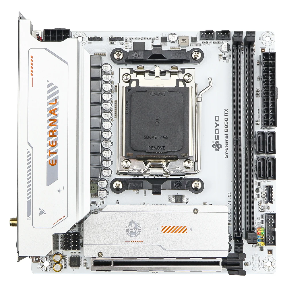 SOYO B850M ARGB Motherboard WIFI6 MINI-ITX Dual-Channel DDR5 M.2 PCIE5.0 TYPE-C AM5 Socket AMD B850ITX Support（9600X 7800X3D）