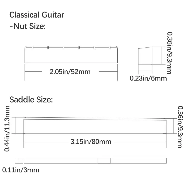 Stegset aus Palisander für Akustikgitarre mit Stiften, Mutter und Sattel, obere untere Saitenkissen für Folk-/Klassiker-/Uku-Gitarrenzubehör – Detail 26