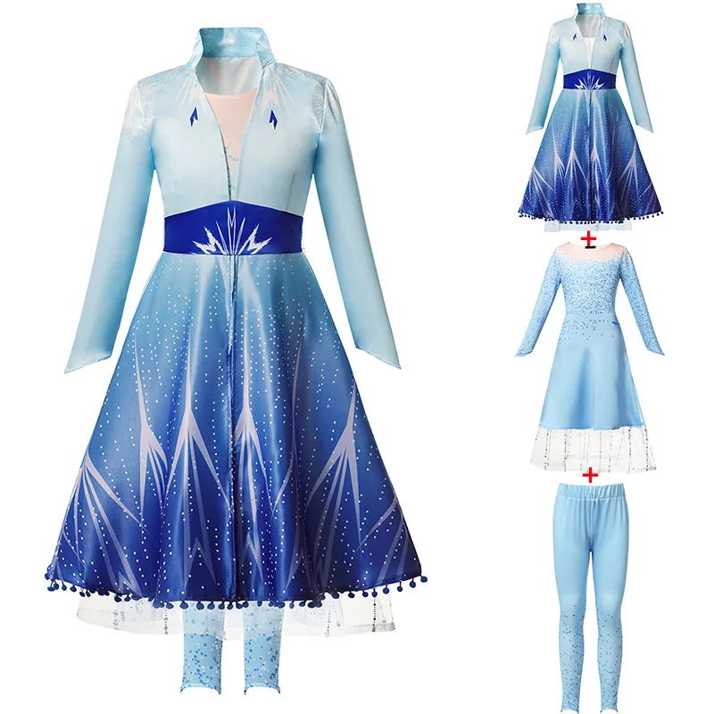 Frozen Costume Princess Dress for Girls Halloween Mesh Ball Gown Carnival Clothing Kids Cosplay Snow Queen Elsa Anna