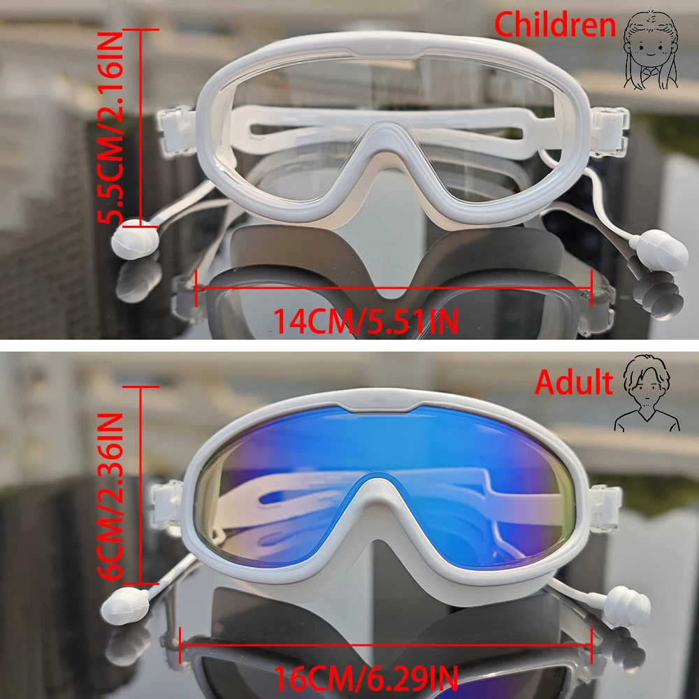 Unisex Diving Goggles Adjustable Buckle Built‑in Earplugs Light‑Weight for Adults Kids Summer Holiday Hot Spring Bath Play view 2