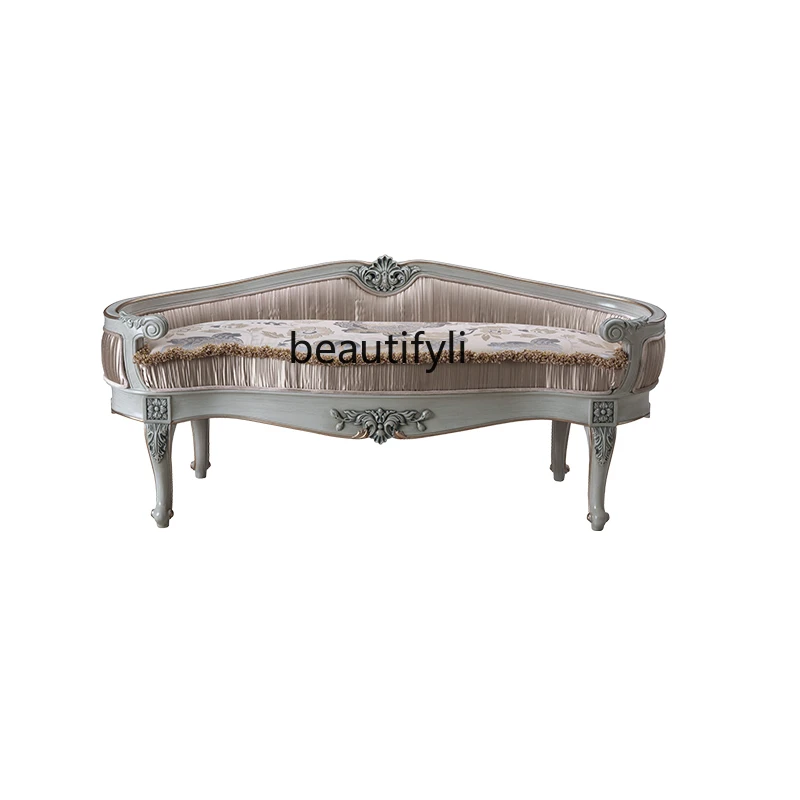 

French Furniture European-Style Fabric Bed Stool Bed Bed Bedroom Tailstock Sofa Stool Shoe Changing Stool