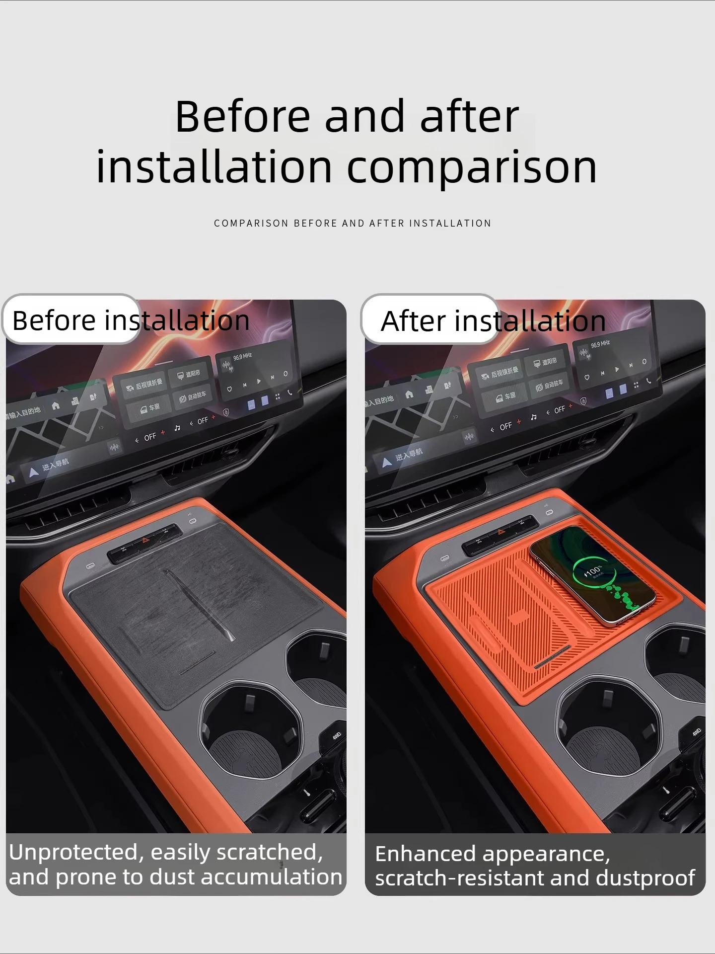 For Ford Bronco Sport/Bronco Basecamp central control wireless charging silicone pad anti slip wear-resistant and durable