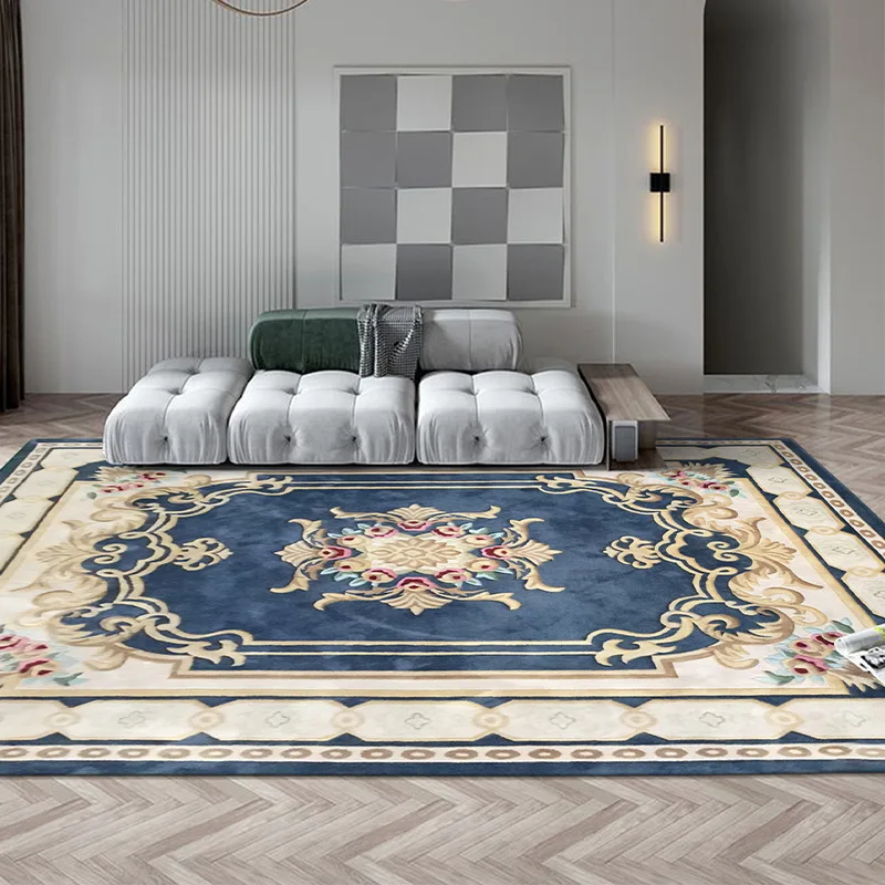 Custom European-style full-lay carpet, minimalist luxury living room carpet, household bedside rug Nordic style hand-woven floor