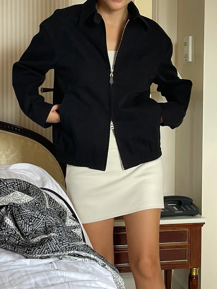 

Корейская куртка женская повседневная свободная куртка на молнии с длинным рукавом сплошной цвет простая универсальная классическая зимняя модная верхняя одежда