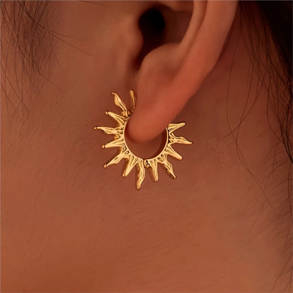 

Богемные пляжные серьги-кольца с солнечными лучами для женщин, золотые винтажные унисекс, ювелирные аксессуары на каждый день и отпуск