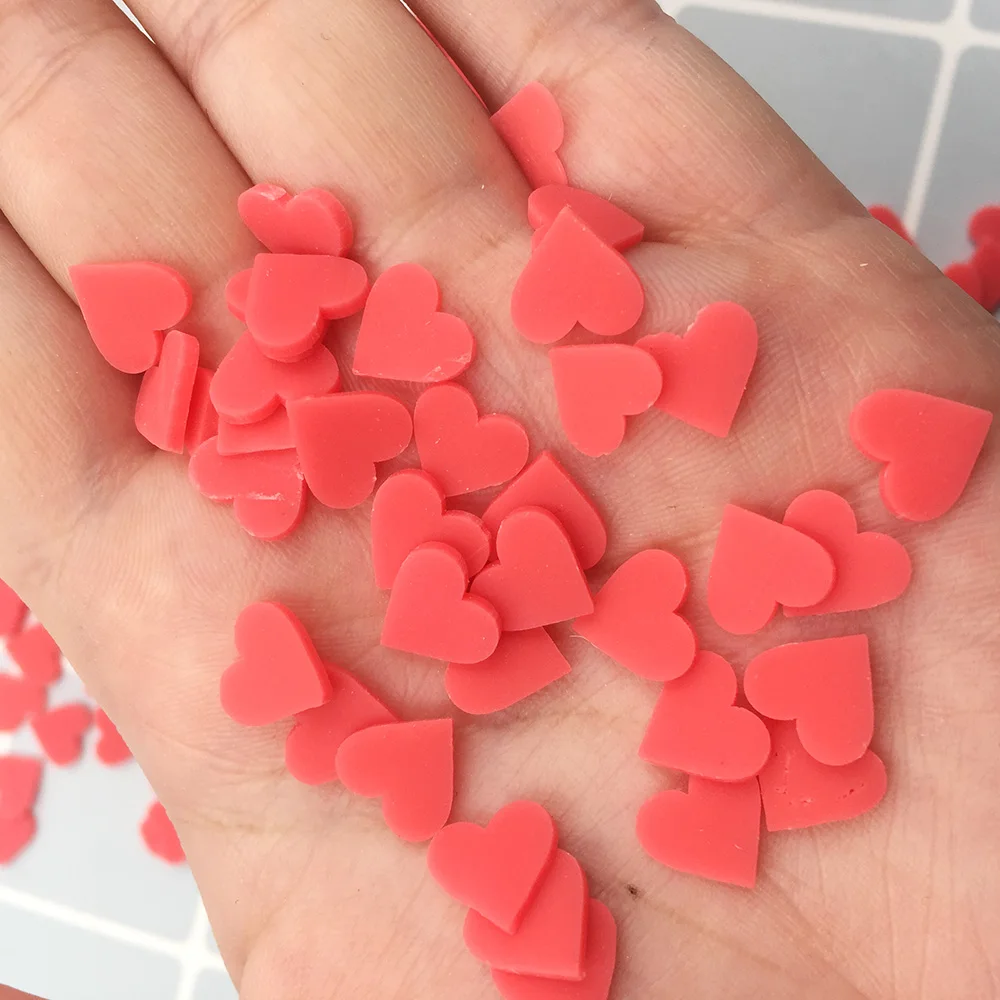 50g Lovely Colorful Heart Slices Polymer Hot Clay Sprinkles for Crafts DIY Slime Material Nail Stickers Phone Deco:9mm