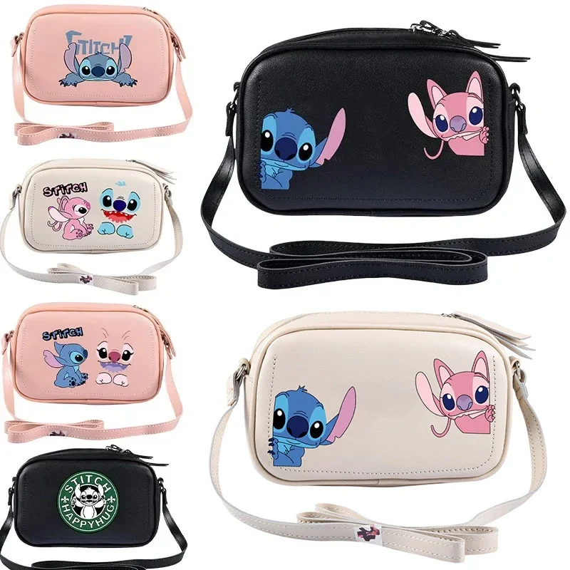

Disney Stitch Messenger Bag Cute Cartoon Girls Waterproof Portable Makeup Storage Bags Women Anime Kawaii Zipper Shoulder Bag
