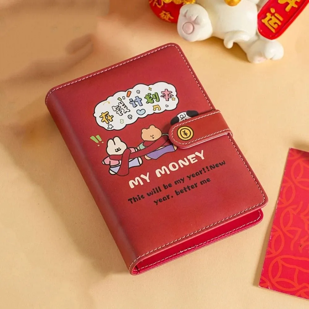 Dessin animé 100 enveloppes défi classeur en cuir PU 100 feuilles argent Budget cahier enveloppes d'argent manuel d'épargne