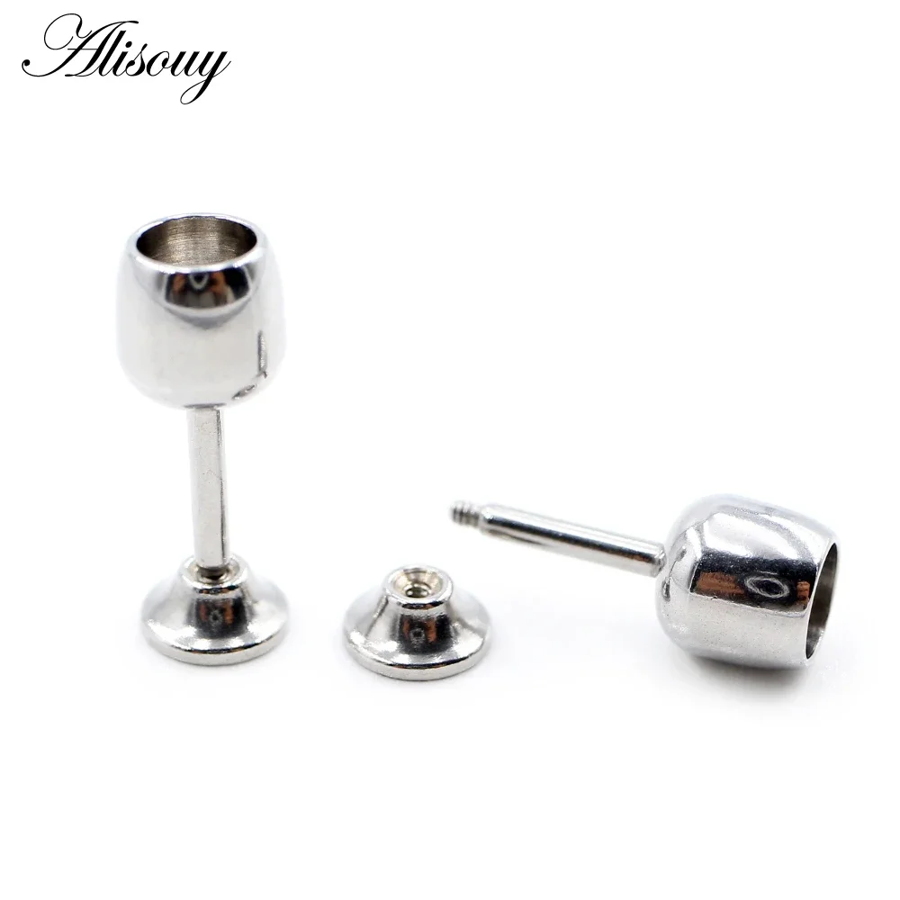 Alisouy 1PC Stainless Steel Key Spring Chalice Cup Tragus Helix Bar Labret Lip Rings Stud Cartilage Ear Earring Piercing Jewelry