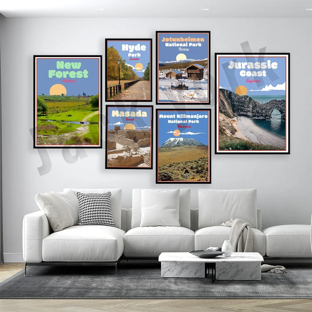 England, Norway, Jotunheimen, Hyde London, Israel, Mount Kilimanjaro, Tanzania, Kings Canyon, Wataka, Australia travel poster