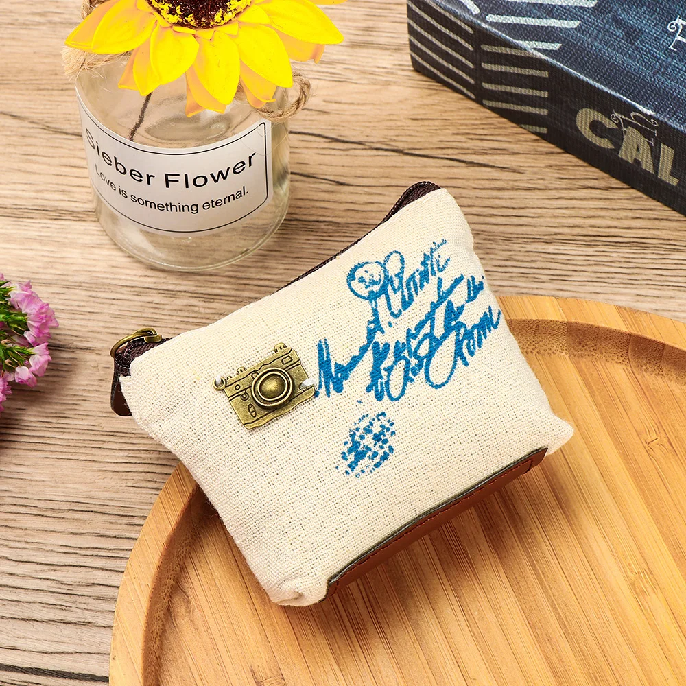 Canvas Zipper Key Bag Classic Retro Coin Wallet Coin Purse  Mini Coin Pouch Clutch Bag