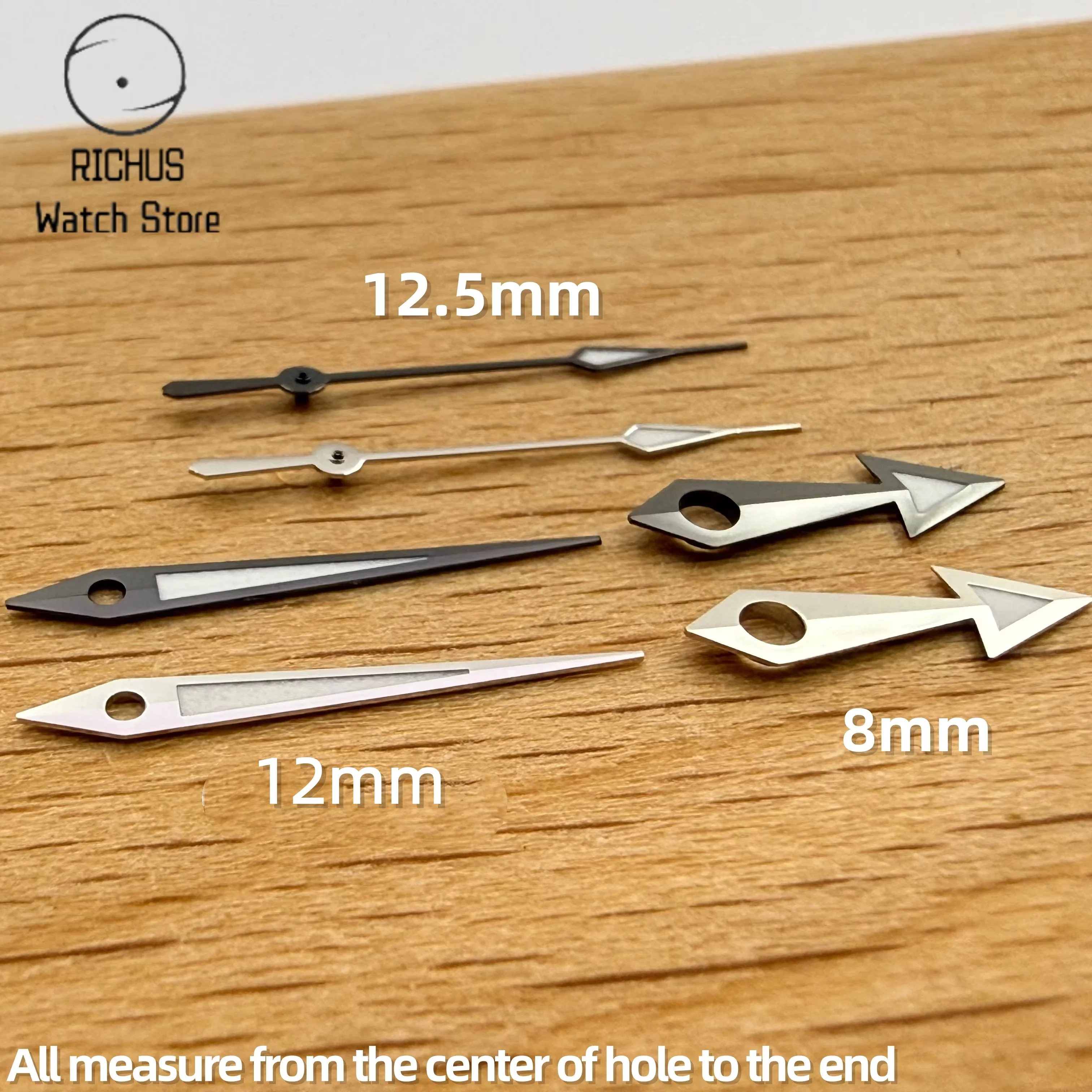 VH31 Gunmetal Silver Green Luminous Arrow Watch Hands Set 8x12x12.5mm for Sweep Second Quartz Movement Clock Repair Parts