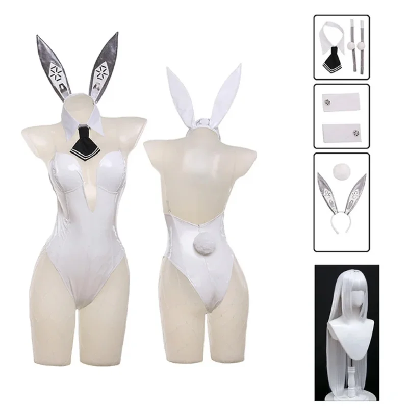 Spel Nikke De Godin Van De Overwinning Blanc Cosplay Kostuum Pruik Wit Konijntje Meisje Uniform Vrouwen Sexy Bodysuits Halloween Party Outfit